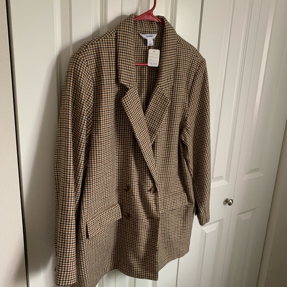 Women's Houndstooth Blazer Coat - Picture 2 of 8